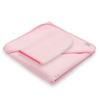 Set prosop cu gluga si manusa baie New Baby 80 x 80 cm basic pink - 4