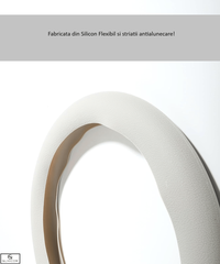 Husa de Volan din Silicon Glixicom Gri Antialunecare pentru Diametre de 33-40 cm - 5