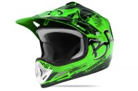 Casca de protectie pentru copii BRO Kimo Cross cu ventilatie si vizor ajustabil, verde - 1