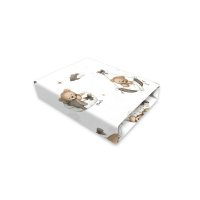 Cearceaf cu elastic MimiNu pentru patut 140x70 cm din bumbac Oeko-Tex Standard 100, model Tedy bear dreams beige - 1