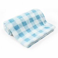 Paturica moale pentru bebelusi 76 x 102 cm model carouri bleu - 1