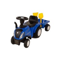 Tractor cu remorca, BabyTrold, Volan cu sunete, Faruri controlabile din butoane, Remorca detasabila, 2 unelte, Sustine 25 kg, 12 luni+, 91x29x44 cm, Albastru - 1