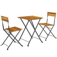 Set bistro Outsunny 3 piese pentru 2 persoane, masă pliantă din lemn de acacia cu 2 scaune, ideal pentru terasă/balcon - 1