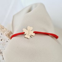 Bratara Trifoi Personalizata - Aur Galben 14K - Snur Reglabil - 1
