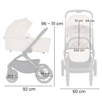 Carucior 2 in 1 pentru copii PetiteMars Scout Crem Cappuccino cu landou pliabil, reversibil, spatar si suport de picioare reglabile, maner ajustabil, accesorii, pana la 22 kg, 0 luni+ - 2