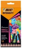 Set de Creioane Colorate BIC Intensity Premium cu Mina Ultra-Rezistenta - 12 Culori din Lemn - 1
