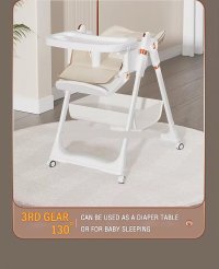 Scaun de masa pentru copii, Little Mom, multifunctional 3 in 1, pliabil, cu Tavita dubla extensibila, cu roti, cos pentru accesorii si husa detasabila, dimensiune 71 x 48 x 89 cm, Grey - 12