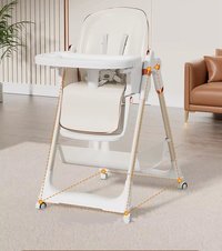 Scaun de masa pentru copii, Little Mom, multifunctional 3 in 1, pliabil, cu Tavita dubla extensibila, cu roti, cos pentru accesorii si husa detasabila, dimensiune 71 x 48 x 89 cm, Grey - 9