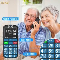 Telefon Mobil Seniori cu Taste Mari CZAY, 4G, Meniu in Limba Romana, Volum Mare, Buton SOS, Autonomie 7 Zile, Albastru - 3