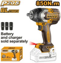 Ingco CIWLI20851 - Masina de insurubat Pistol cu Impact 850Nm, 1/2'', 2200bpm, 20V, Fara Acumulator - 1