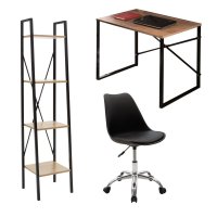 Set birou de studiu Uni 4 - 3 piese Nuc si Negru pentru birou modern - 1