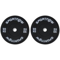 Set 2 Placi Greutati Olimpice SPORTNOW 20 kg din Cauciuc pentru Antrenamente Acasa si Sala - 1