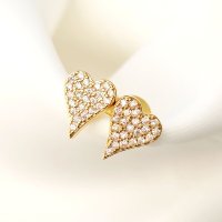 Cercei Sparkle Heart - Argint 925 cu Placare de Aur Galben 18K si Zirconii - 1