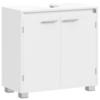 Masca chiuveta baie 2 usi raft reglabil mdf pal, 60x30x60 cm, design modern, alb - 3