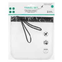 Set pungi travel cosmetice, 20x 20 cm, transparent, cu maner negru, 2 bucati - 3