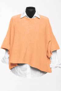 Pulover versatil din vascoza, piersica, cu maneci fluture 3/4 - 1