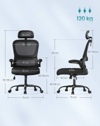 Scaun de birou Songmics Negru 64.5x71.5x121.5 cm - 3