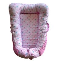 Cuib pentru Bebei din Bumbac Organic cu Doua Fete si Manere Twindeco Roz cu Unicorni - 3