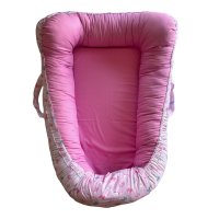 Cuib pentru Bebei din Bumbac Organic cu Doua Fete si Manere Twindeco Roz cu Unicorni - 2