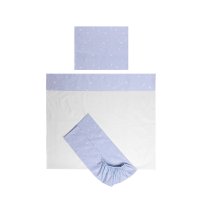 Set lenjerie patut 120x60 cm Tiny Dream 3 piese bumbac ranforce Train Blue - 1