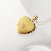 Medalion in forma de inima cu fotografii - Teddy Pink Heart - Argint 925 placat cu Aur Galben 18K - 1