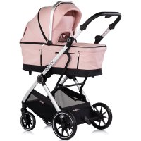 Carucior 3 in 1 pentru copii Chipolino Aurora Powder Pink, reversibil, spatar reglabil, cadru din aluminiu, suspensii, geanta, greutate admisa 22 kg - 1