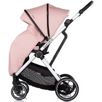 Carucior 3 in 1 pentru copii Chipolino Aurora Powder Pink, reversibil, spatar reglabil, cadru din aluminiu, suspensii, geanta, greutate admisa 22 kg - 2