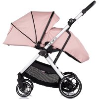 Carucior 3 in 1 pentru copii Chipolino Aurora Powder Pink, reversibil, spatar reglabil, cadru din aluminiu, suspensii, geanta, greutate admisa 22 kg - 3
