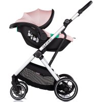 Carucior 3 in 1 pentru copii Chipolino Aurora Powder Pink, reversibil, spatar reglabil, cadru din aluminiu, suspensii, geanta, greutate admisa 22 kg - 4