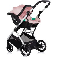 Carucior 3 in 1 pentru copii Chipolino Aurora Powder Pink, reversibil, spatar reglabil, cadru din aluminiu, suspensii, geanta, greutate admisa 22 kg - 5