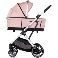 Carucior 3 in 1 pentru copii Chipolino Aurora Powder Pink, reversibil, spatar reglabil, cadru din aluminiu, suspensii, geanta, greutate admisa 22 kg - 12