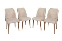 Set 4 scaune NOVA, crem si nuc, dimensiuni 50x49x90 cm - 1