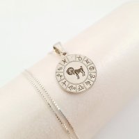 Lantisor personalizat - Roata zodiacala - Pandantiv de 20 mm cu Diamant natural - Argint 925 Rodiat - 1