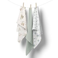 Set 3 scutece multifunctionale Bocioland Green 70x70 cm din muselina 100 bumbac,suprafata texturata,moale si absorbanta - 1