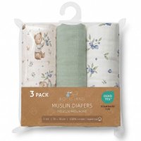 Set 3 scutece multifunctionale Bocioland Green 70x70 cm din muselina 100 bumbac,suprafata texturata,moale si absorbanta - 2