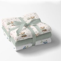 Set 3 scutece multifunctionale Bocioland Green 70x70 cm din muselina 100 bumbac,suprafata texturata,moale si absorbanta - 5