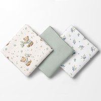Set 3 scutece multifunctionale Bocioland Green 70x70 cm din muselina 100 bumbac,suprafata texturata,moale si absorbanta - 3