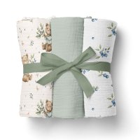Set 3 scutece multifunctionale Bocioland Green 70x70 cm din muselina 100 bumbac,suprafata texturata,moale si absorbanta - 4