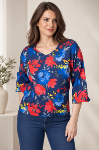 Bluza din vascoza cu imprimeu floral elegant - 1