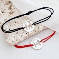Set 2 bratari personalizate cu banuti decupati - Mama, tata si fetita - Argint 925 - snur ajustabil - 1