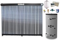 Sistem solar presurizat, panou Fornello 30 Tuburi Heat Pipe, boiler cu 2 serpentine si rezistenta electrica Eldom 300 litri cu montaj pe sol, pompa 25-60, controller, vas expansiune, antigel, supapa 1/2, aerisitor 1/2 - 1