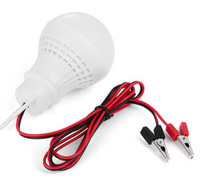 Bec LED 7W 12V Cablu si Clesti Baterie Auto Glob Mat Plastic - 1