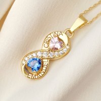 Lantisor infinit decorat cu Zirconii albe si colorate - Argint 925 placat cu Aur Galben 18K - 1