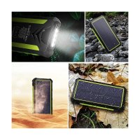 Baterie externa solara A+ Emeszon® 36000 mAh Type C USB 3A, incarcare wireless, IP66, LED, Quick Charge 3.0, negru-verde - 9