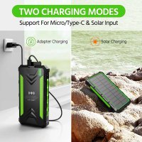 Baterie externa solara A+ Emeszon® 36000 mAh Type C USB 3A, incarcare wireless, IP66, LED, Quick Charge 3.0, negru-verde - 11