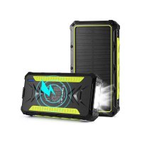 Baterie externa solara A+ Emeszon® 36000 mAh Type C USB 3A, incarcare wireless, IP66, LED, Quick Charge 3.0, negru-verde - 10
