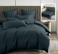 Lenjerie de pat uni stripe 6 piese negru - confort si eleganta - 1
