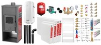 Sistem complet de incalzire si apa calda pentru 3 camere - Termosemineu Fornello Roma E, 22 kW, Bordeaux - 1