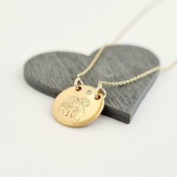 Lantisor cu Diamant Natural Personalizat - Cuplu Sarut Dulce - Banut 12 mm din Aur Galben 14K - 1
