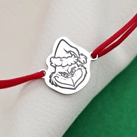 Bratara Grinch de Craciun - Argint 925 cu snur reglabil in diverse culori - 1